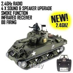 1/16 RC BB Metal PRO Tank Heng Long Radio Remote Control 2.4G M4A3 SHERMAN IR UK