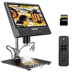 10 1080P 12MP USB Digital Microscope 50X-1600X 32GB Remote Control Metal Stand
