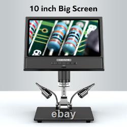 10 Inch 1080P Coin Digital Microscope 50X-1600X 32GB Remote Control Metal Stand