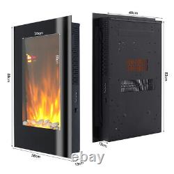 1000/2000W Vertical Electric Wall Fireplace LED Flame Effect Timer Remote Heater