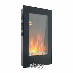1000/2000W Vertical Electric Wall Fireplace LED Flame Effect Timer Remote Heater