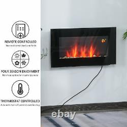 1000With2000W Electric Wall Fireplace with LED Flame Effect Timer Remote Home Heater
