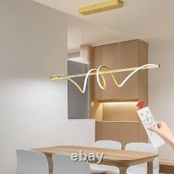 100CM Modern Pendant Dining Light Gold Wave Dining Light with Remote Control