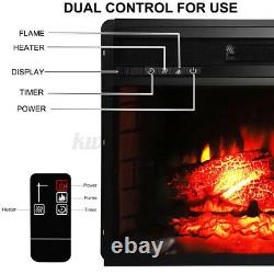 1400W 7 Colors Change Electric Insert Fireplace Heater Remote Control Thermostat