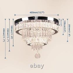 15.7 Modern Crystal Chandeliers, Dimmable LED Ceiling Light with Remote Control
