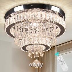 15.7 Modern Crystal Chandeliers, Dimmable LED Ceiling Light with Remote Control