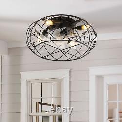 17in Modern LED Ceiling Fan Light Adjustable Chandelier Lamp With Remote Control