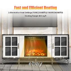 18/45Cm Electric Fireplace 1500W with Remote Control and Adjustable Flame
