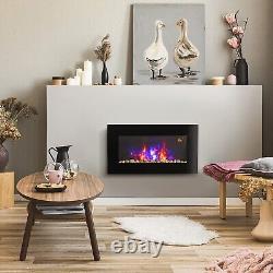 2000W LED Fire Flame Effect Electric Wall Mounted Fireplace Room Heater 7 Colour