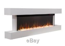 2020 60 Inch Led Flames White Mantel Glass Truflame Wall Mounted Electric Fire