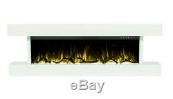 2020 60 Inch Led Flames White Mantel Glass Truflame Wall Mounted Electric Fire