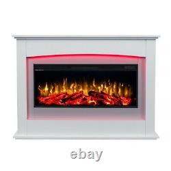 2020 White Mantel Unit Glass Truflame Wall Mounted Electric Fire With Led Flames
