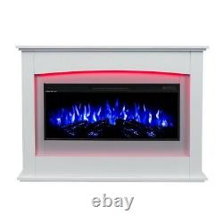 2020 White Mantel Unit Glass Truflame Wall Mounted Electric Fire With Led Flames