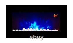 2021 Truflame 7 Colour Led Black Glass Flat Electric Wall Mounted Fire