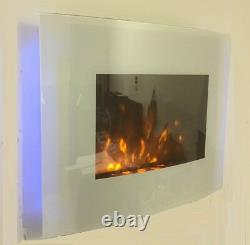 2021 Truflame 7 Colour Led White Glass Arched Electric Wall Mounted Fire 66cm