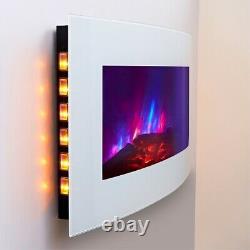 2022 Truflame 7 Colour Led White Glass Arched Electric Wall Mounted Fire