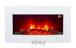 2022 Truflame 7 Colour Led White Glass Arched Electric Wall Mounted Fire