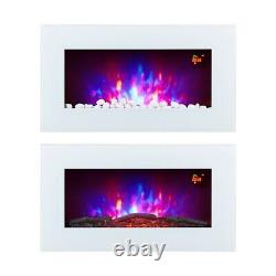 2022 Truflame 7 Colour Led White Glass Flat Electric Wall Mounted Fire