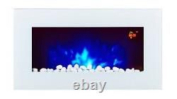 2022 Truflame 7 Colour Led White Glass Flat Electric Wall Mounted Fire