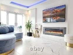 2024 Widescreen UHD LED Grey Electric Glass Wall Fire Wall Inset 36 50 60 72