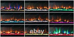 2024 Widescreen UHD LED Grey Electric Glass Wall Fire Wall Inset 36 50 60 72