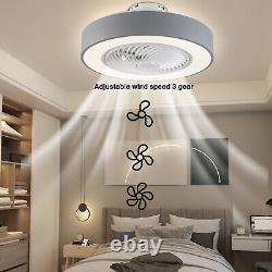 22 Modern Invisible LED Ceiling Fan Light 3 Color Dimmable Lamp +Remote Control
