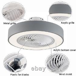 22Round Invisible LED Ceiling Fan Light Dimmable Chandelier Lamp Remote Control