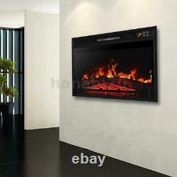 23 Electric Wall-Mounted Fireplace Heater Led withFlame Effect Remote Control UK