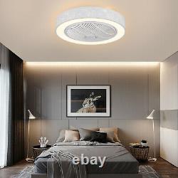 23'' Invisible Ceiling Fan Light LED 3 Colors Dimmable Chandelier Lamp with Remote