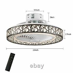 23 New Enclosed LED Ceiling Fan Light Dimmable Chandelier Lamp + Remote Control