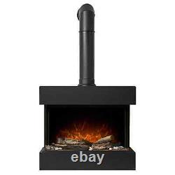 24 Electric Fire Wall Mounted Black Home Decor Metal 3D LED Flame Logs Heating