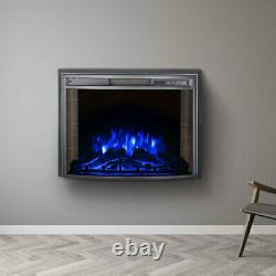 26'' Electric LED Fireplace Curved Glass Display Fire Flame Wall Mounted Heater