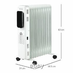2720W Oil Filled 11 Fin Portable Radiator with Remote Control Timer-White