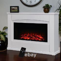 34 Inch Electric Fire Fireplace Set Free Standing White Surround LED Light Home