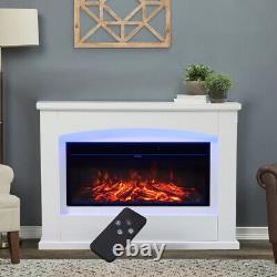 34 White Surround Electric Fireplace Remote control LED Backlight Free Standing