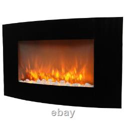 35inch 1800W Electric Fire Stove Wall Mounted LED Flame Fireplace Remote Control