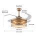 36''/42'' Ceiling Fan Light Remote Control Caged Chandelier +retractable Blades
