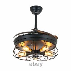 36''/42'' Ceiling Fan Light Remote Control Caged Chandelier +Retractable Blades