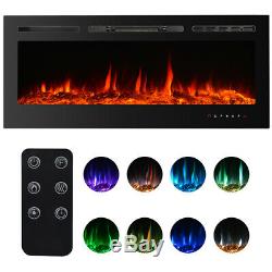 36 50 Adjustable Electric Fireplace Heater Wall Mount 9-Color Flame with Remote