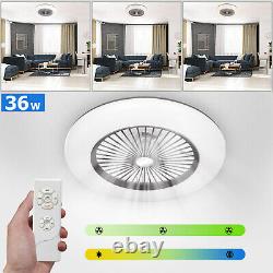 36W Ceiling Fans LED Light Adjustable Wind Speed Dimmable IR Remote Control J6T8