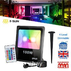 36pcs RGB Colour Changing LED Floodlight 100W Outdoor Garden Security Spotlight