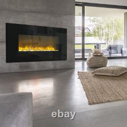 37 Glass Electric Fireplace Fire Wall Mounted Living Room Heater+Remote Control