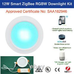 4 x12W Smart ZigBee RGBW LED Downlight Kit for Home Automation Alexa Google Home