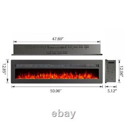 40/50/60 Inch Electric Fireplace Insert/Wall Mounted/Freestanding 9 Color Flames