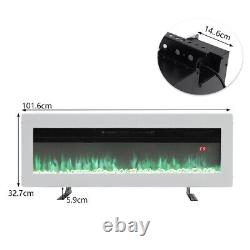 40/50/60 LED Electric Mounted Recessed Fireplace Heater Wall Fire Metal Stand