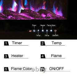 40'' Electric Fireplace Inset/Wall Mounted Fire Heater LED 9 Flame Color +Remote