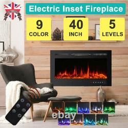 40Electric Fireplace Insert Wall Mount Heater Mount Adjustable 9 Flame withRemote
