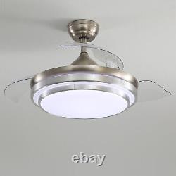42 Ceiling Fan With Light Remote Control Invisible Ceiling Fan 3 Color LED Lamp