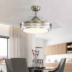 42 Chandelier Ceiling Fan Light with Remote Control 3 Colour LED Invisible Fan