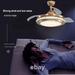 42 Crystal Ceiling Fan LED Light Chandelier Invisible Blade with Remote Control